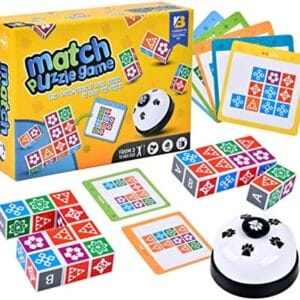 51kfx2570l. Ac - varbertos Wooden Matching Game Puzzle 2.0 Games, Pattern Block Match Puzzles Building Cubes with Bell for Kids and Adults Toys Board Games for Family Night